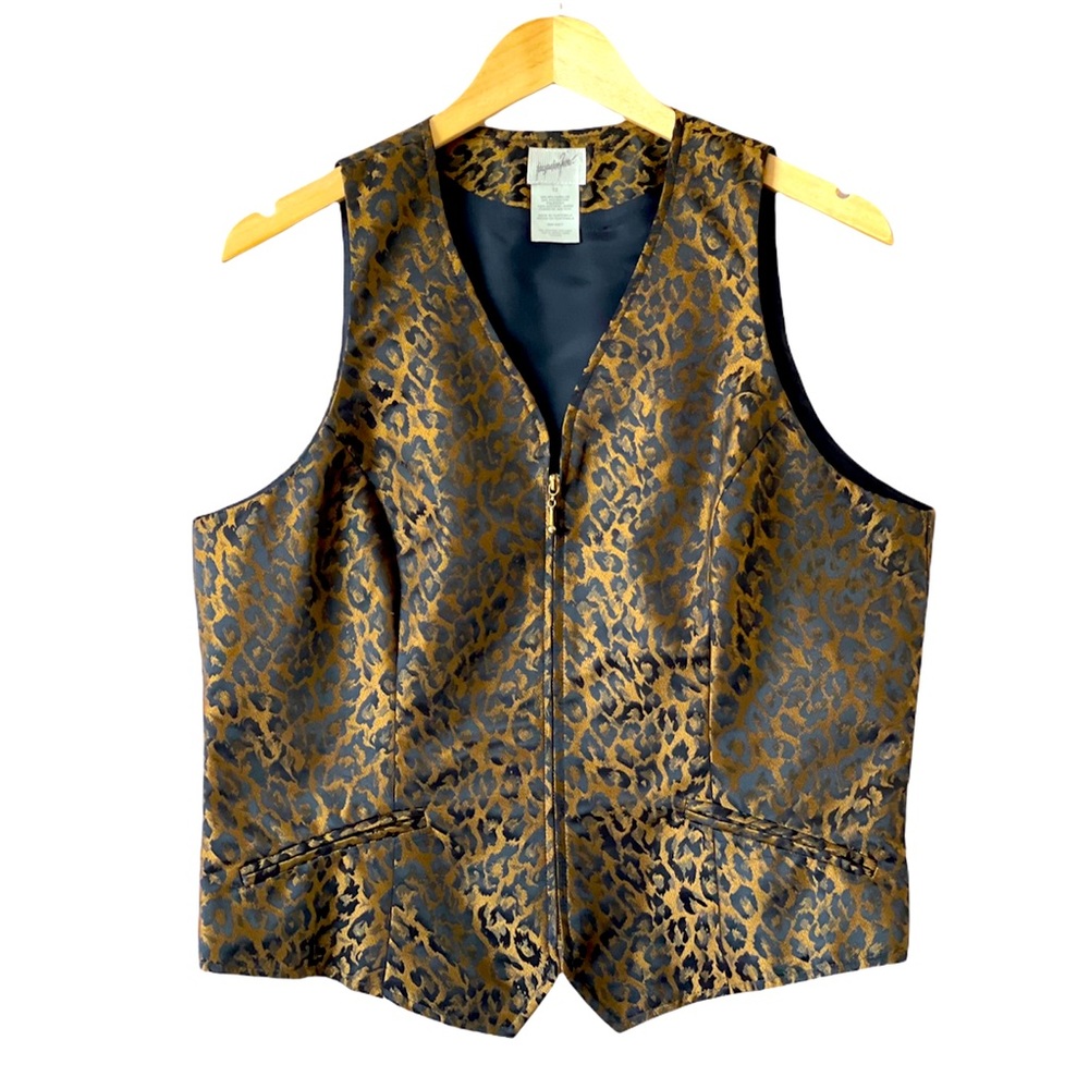 Vintage Jacquard Black & Gold Vest Size 12